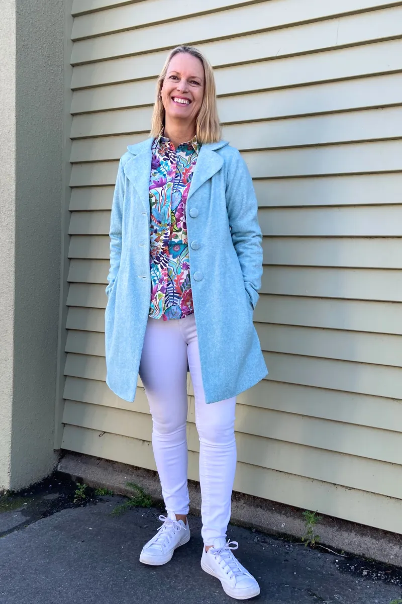 Alethea in the Day Tripper Coat 'Harbour Vista'