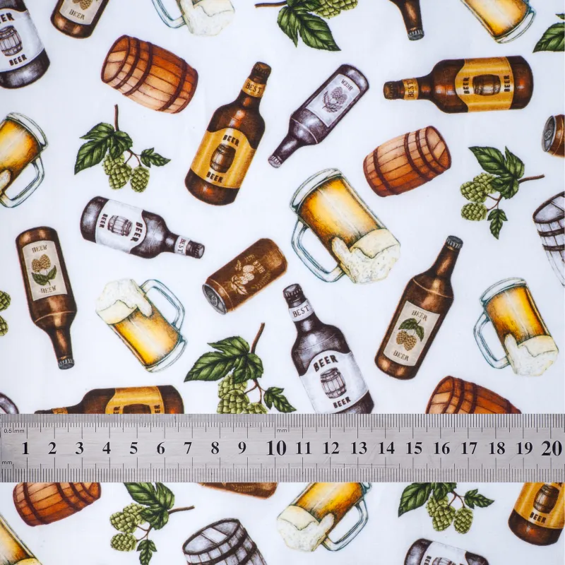 'Hop Time' fabric swatch with ruler for size reference