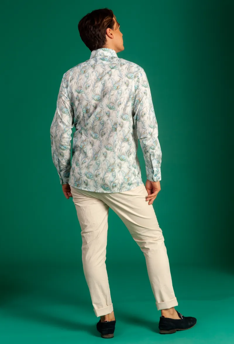 Swaye feeling fresh in his 'Morning Peacock' Liberty Long Sleeve Shirt.