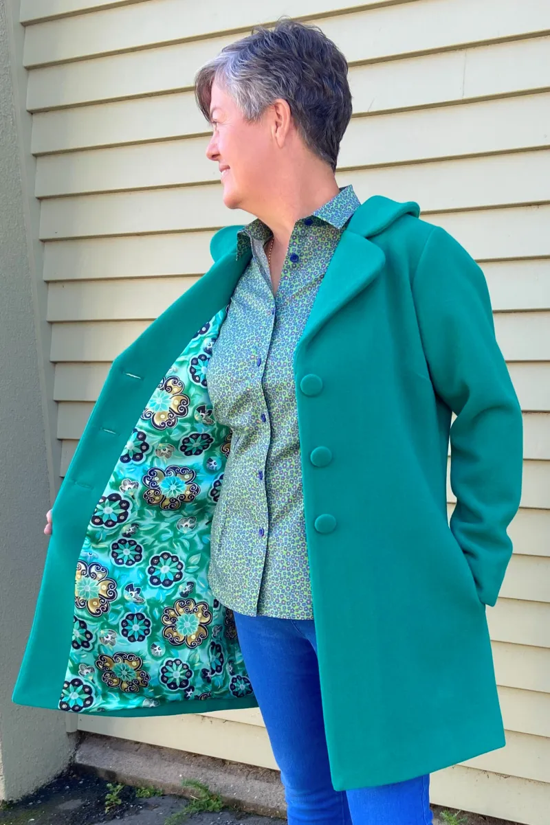 Lee-Anne looking fab in 'Jade Spring' Marigold Coat