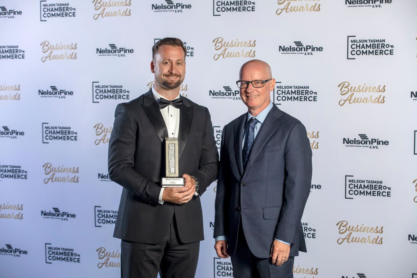 Winner Mason Fitzgerald & Kiwibank Regional Business Manager Gavin King