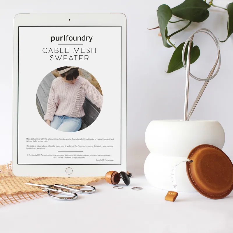 Cable Mesh PDF pattern on an ipad