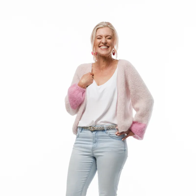 Two toned hand knit cardigan