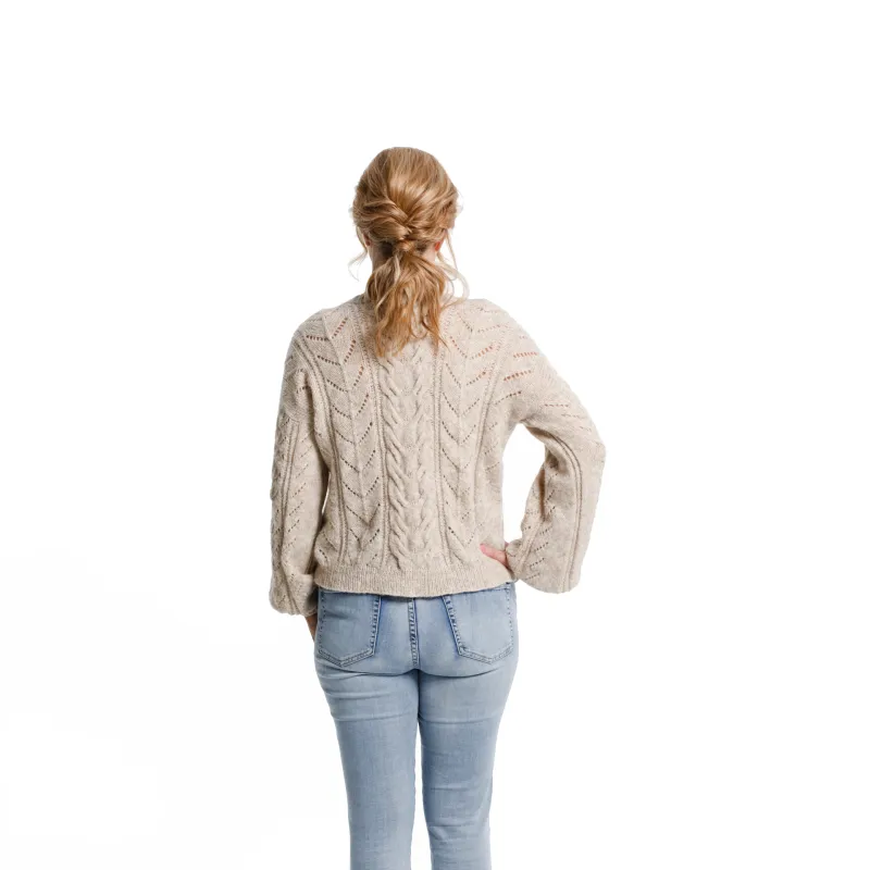 Cable and lace sweater knitting pattern - back view