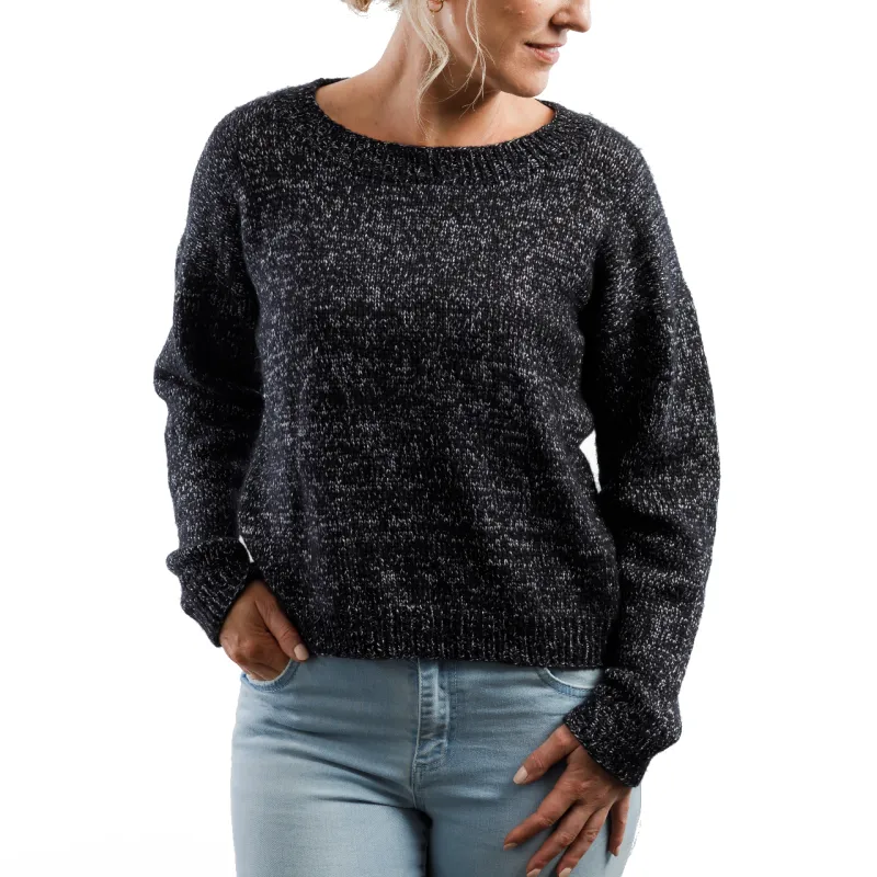 Front view of The Simple Sweater knitting pattern