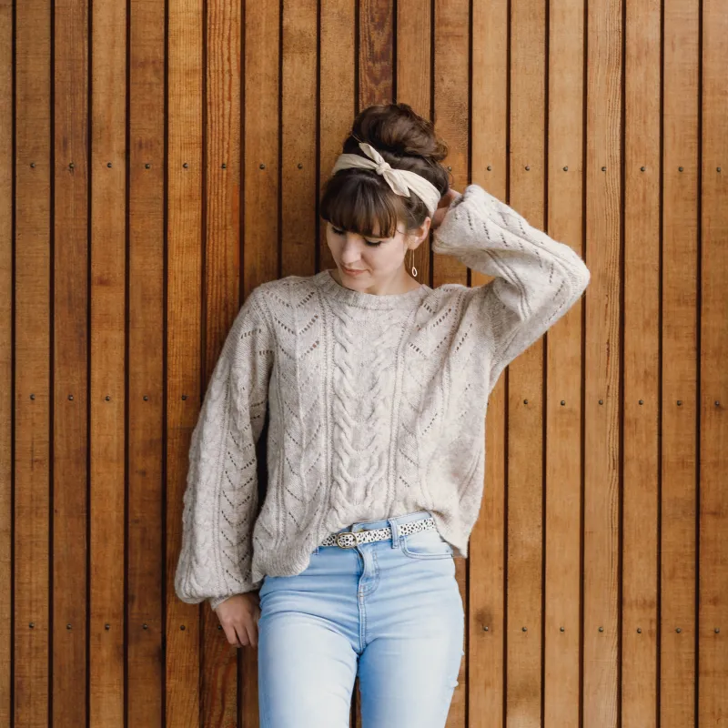 Cable and lace sweater knitting pattern