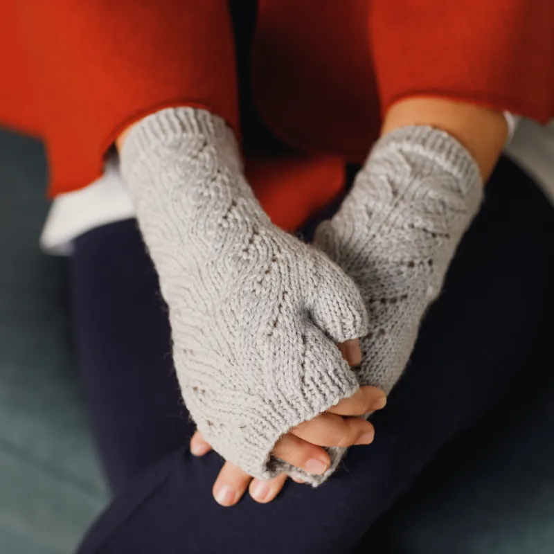 Hand knit fingerless gloves for kids