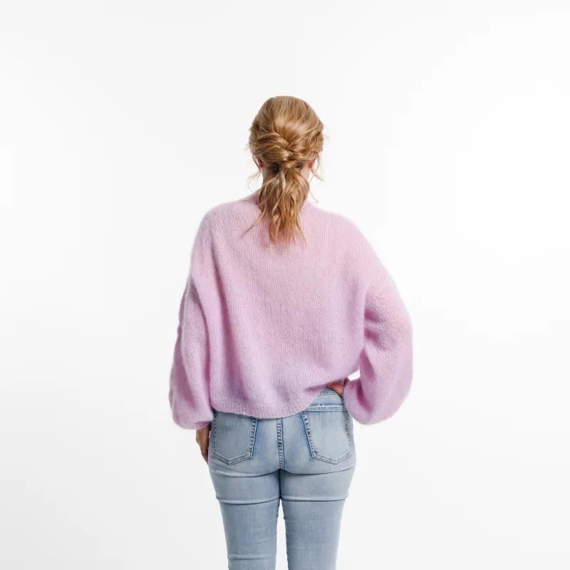Back view of the Plait Sleeve Sweater PDF knitting pattern