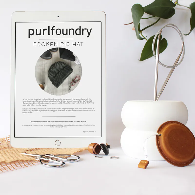 Broken Rib PDF pattern on an ipad screen