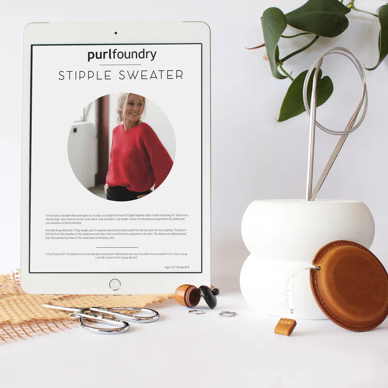 Stipple Sweater PDF pattern on an ipad screen