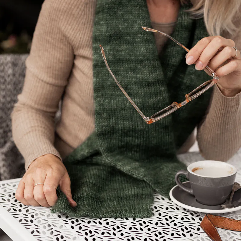 The Finding Calm Scarf knitting pattern also includes tips on helping manage anxiety. Created in conjunction with Anxiety NZ