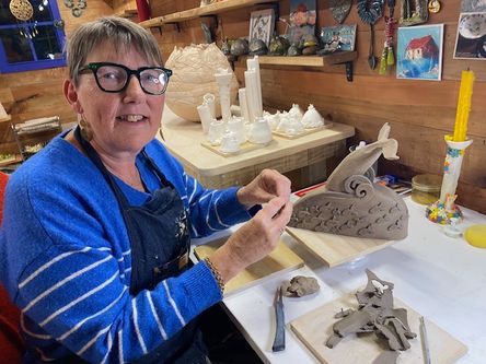 Ceramic artist Ailsa Cowan in her studio