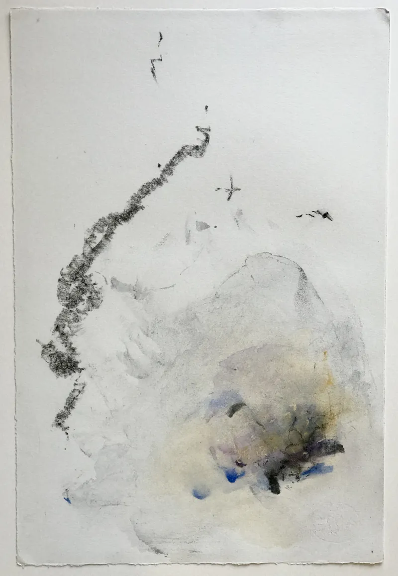 Jane Tan, 'Another Time, Another Place', charcoal, pigment, wax, waterdrop and the wind on fine art paper, 370 x 550, $650 framed