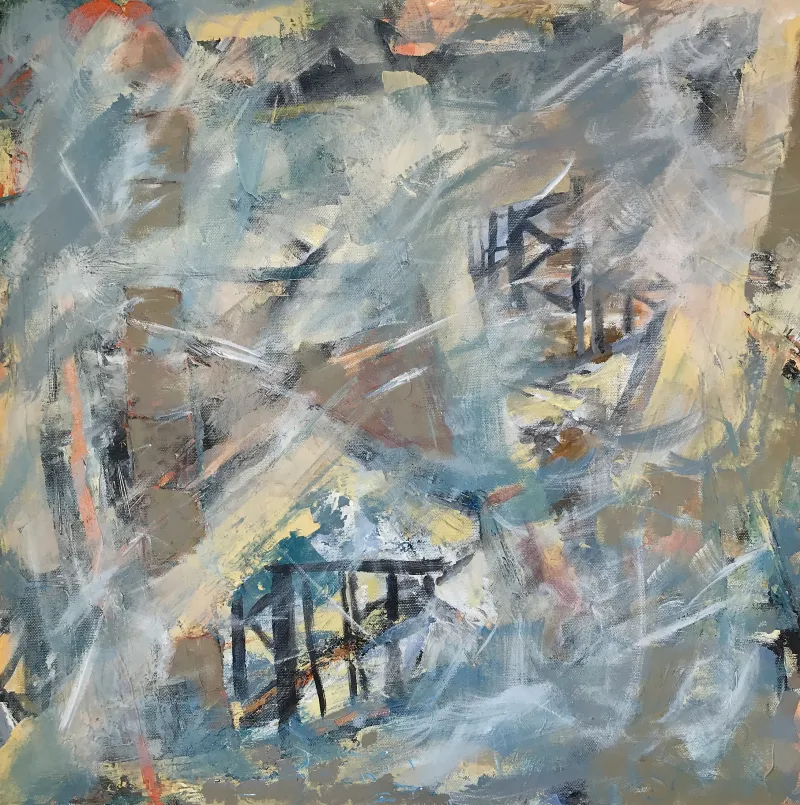 Wharf II, 2023, acrylic on canvas, 765 x 765, $2,800