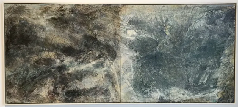 David Ryan, Coastal Cliffs ( meeting tides ), Oil on canvas (framed) 1550 x 685, $4,800