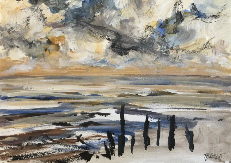 Rosie Little, Old Collingwood Wharf, Acrylic on Paper, SOLD