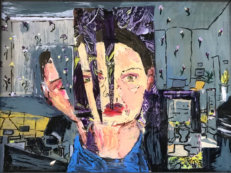 Catherine Russ, 'Interiors (blue wallpaper)' $600