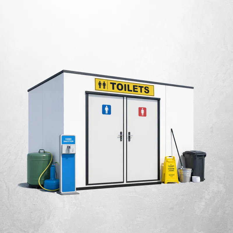 Moveable toilet or shower block