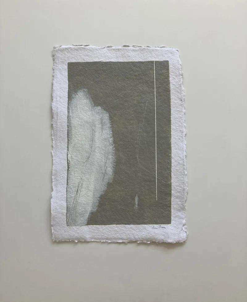 Susan Thomas, "Drift", Acrylic on handmade paper, 2022, 445 x 605mm framed (maple with UV protective glass) $1200 SOLD