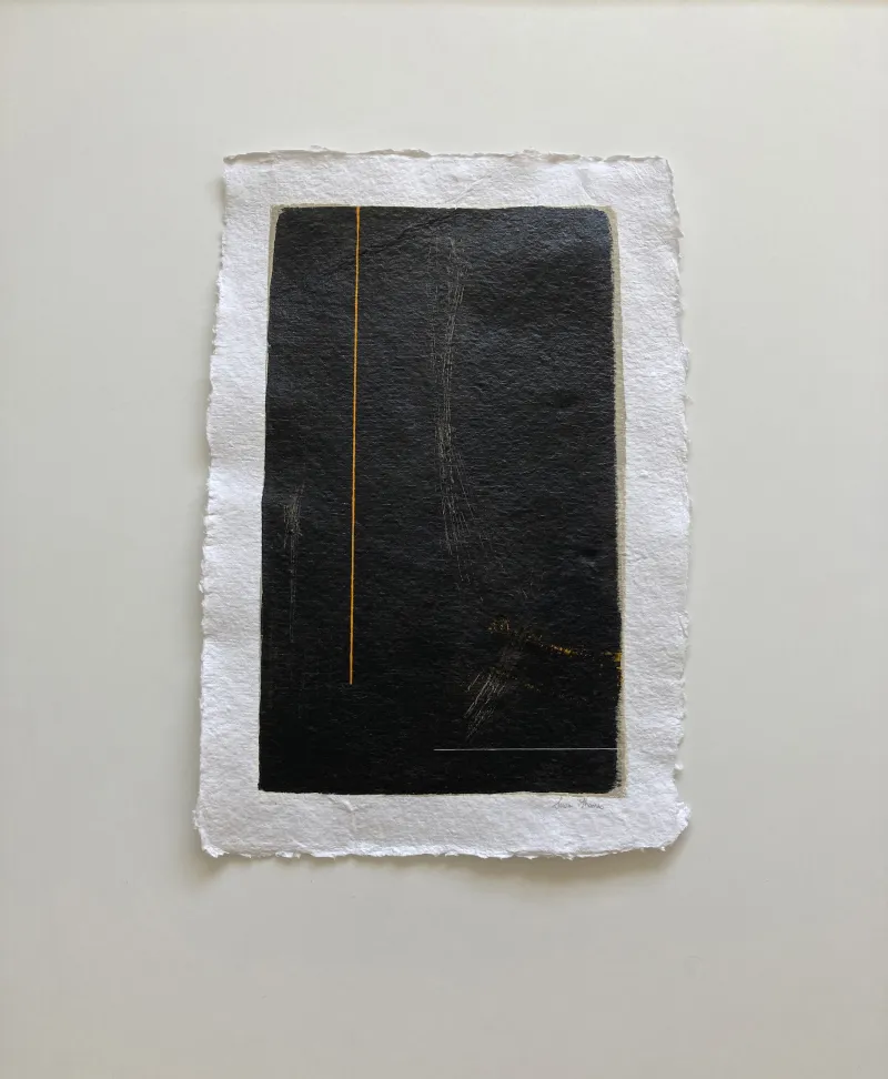 Susan Thomas, "Mend", Acrylic on handmade paper, 2021, 445 x 605mm framed (black with UV protective glass) $1200