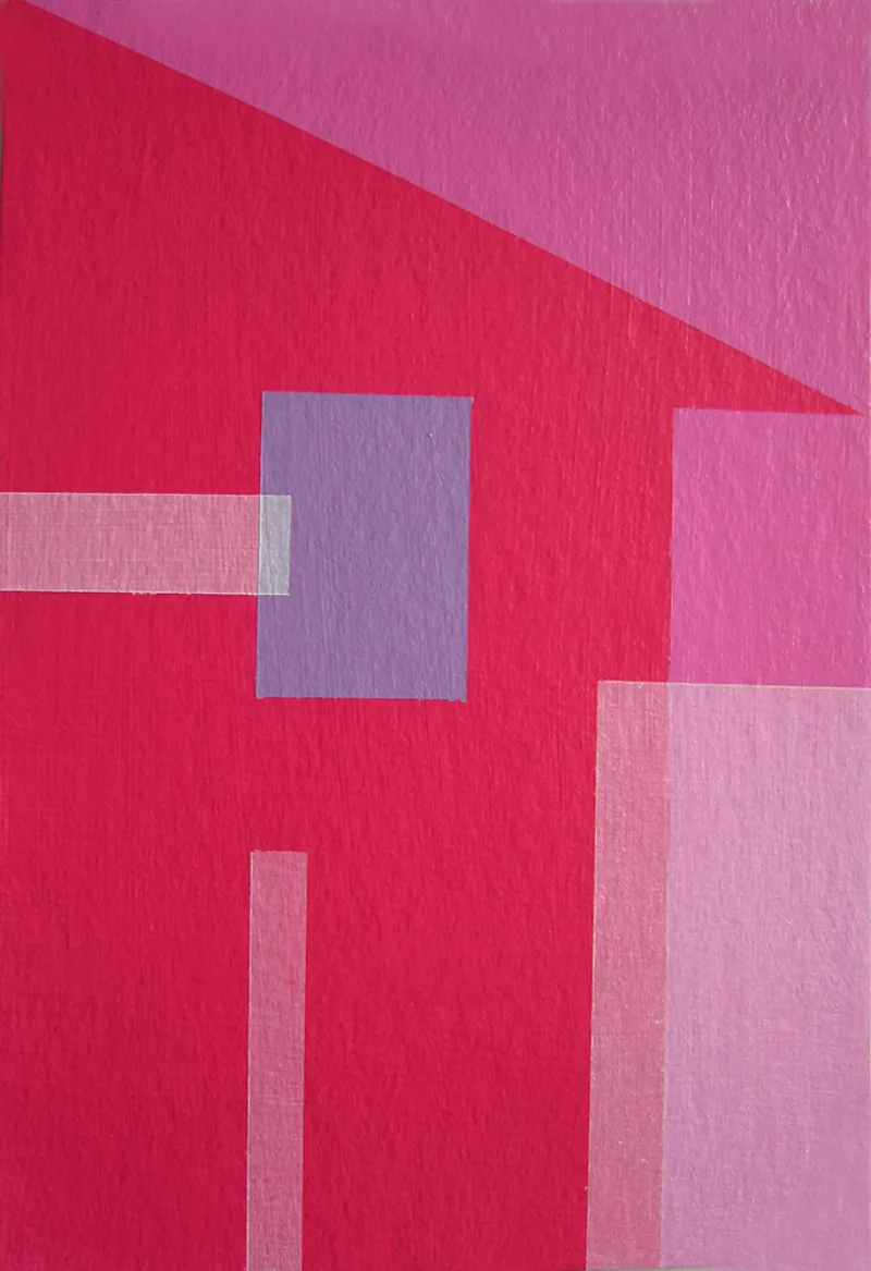 'Home Sweet Home 5', Acrylic on paper, 2016. SOLD. 105mm by 148mm, framed size 190mm by 240mm.