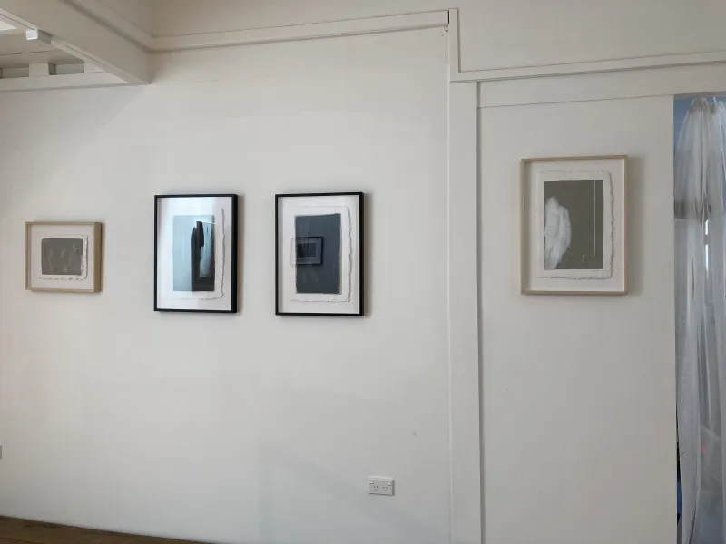 Installation view 6, from left, "Filtered, "Mend," "Empathy" and "Drift".