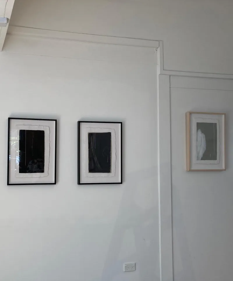 Installation view 4, from left, "Mend," "Empathy" and "Drift".