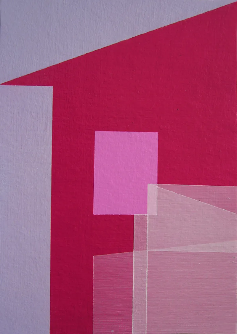 'Home Sweet Home 7', Acrylic on paper, 2016. SOLD. 105mm by 148mm, framed size 190mm by 240mm.