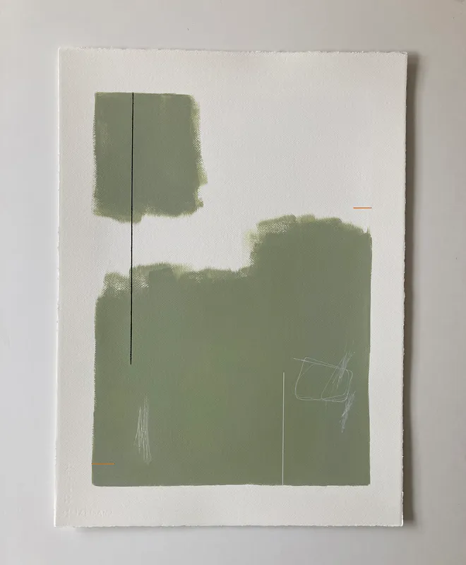 Susan Thomas, "Happy Whisper", 2023. Acrylic on 600gsm paper. 565 x 770mm.  $1200