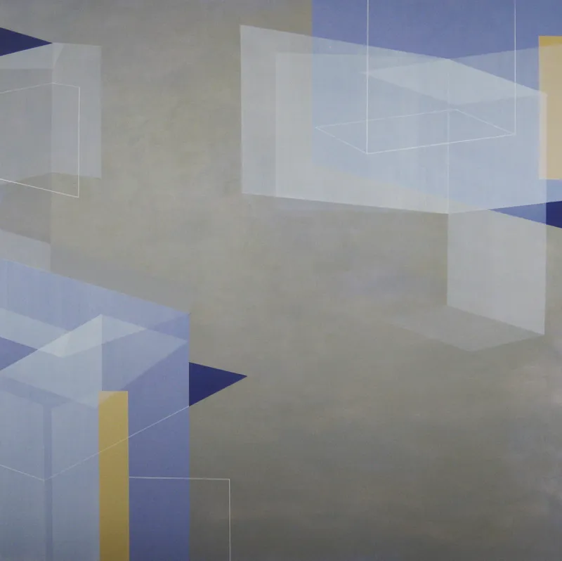 Susan Thomas "Built Environment", 2017, 1200 x 1200mm. Acrylic on ply. $3400