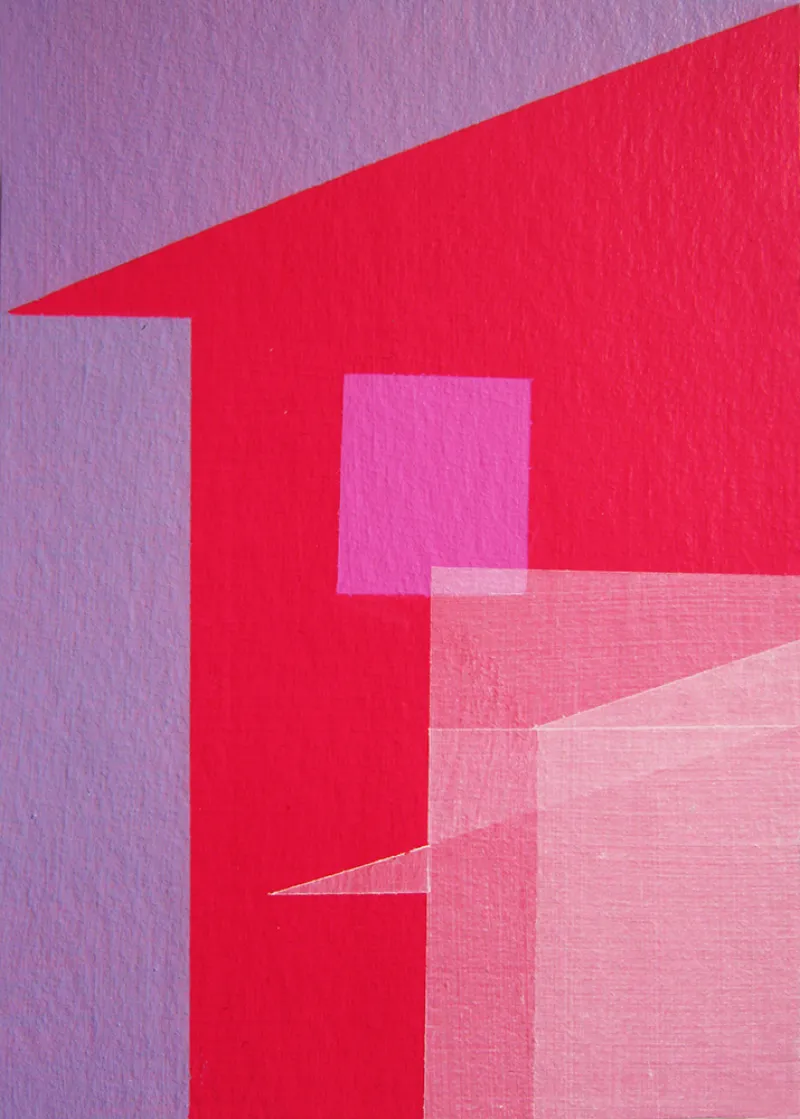 'Home Sweet Home 1', Acrylic on paper, 2016, 105mm by 148mm, framed size 190mm by 240mm. $90 unframed