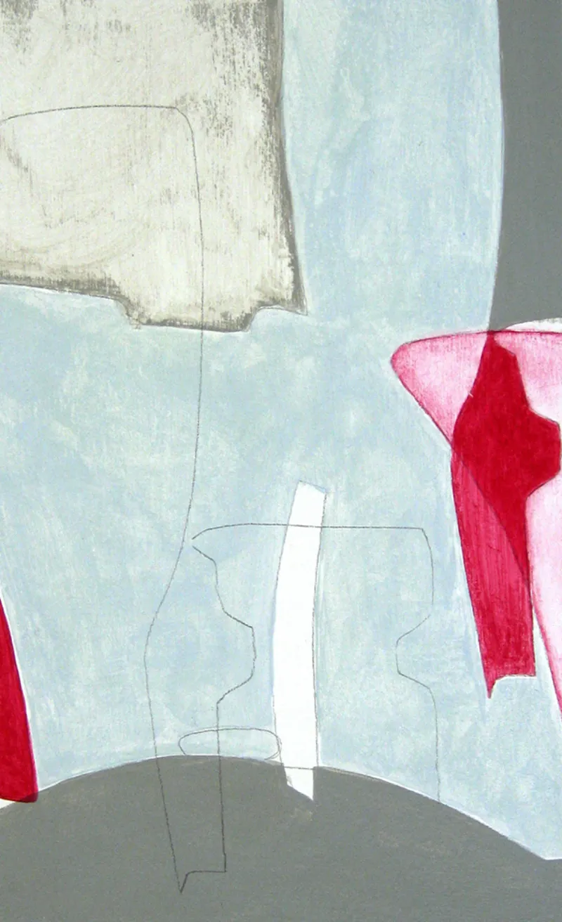 Portrait: Warm Blue, Quinacridone Red_2013, Susan Thomas Acrylic and pencil on paper, 148 x 210mm, Framed 260 x 320mm SOLD