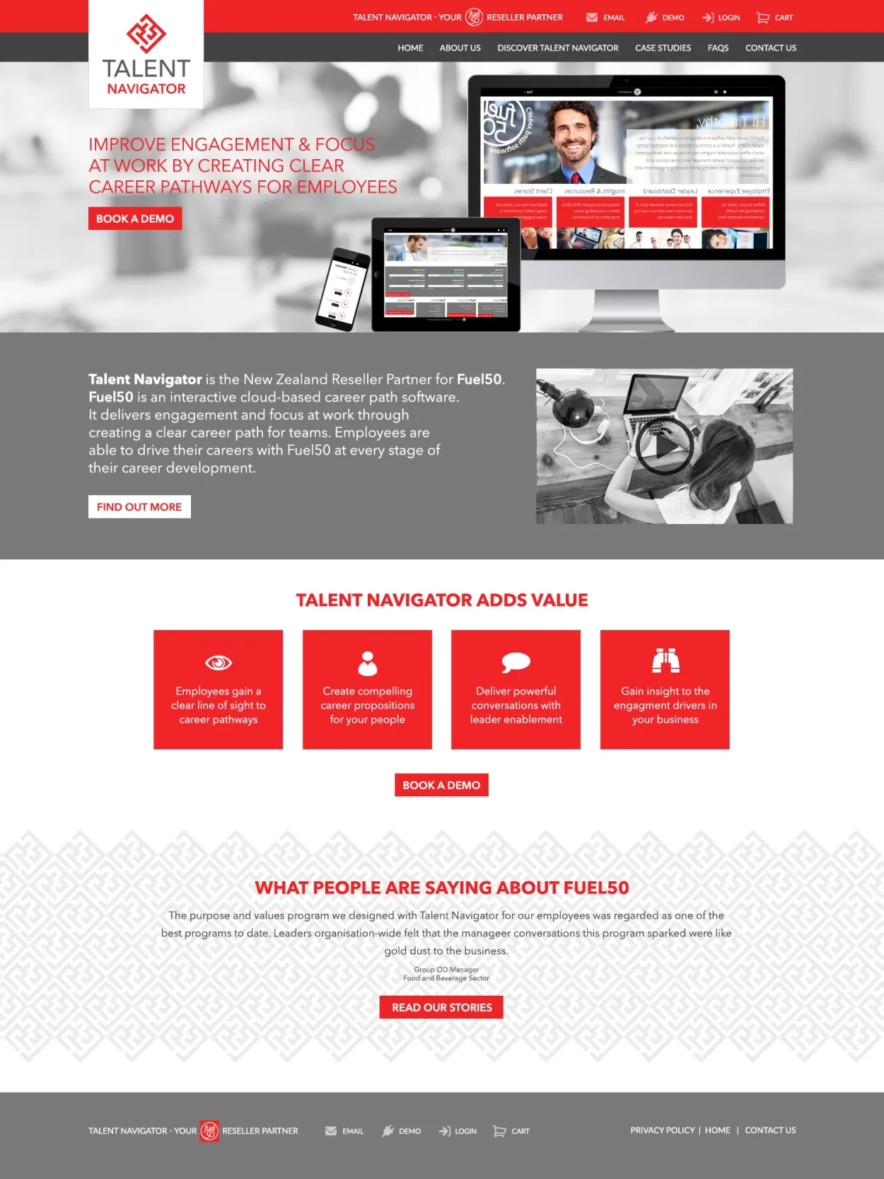Talent Navigator Website Home Page Layout