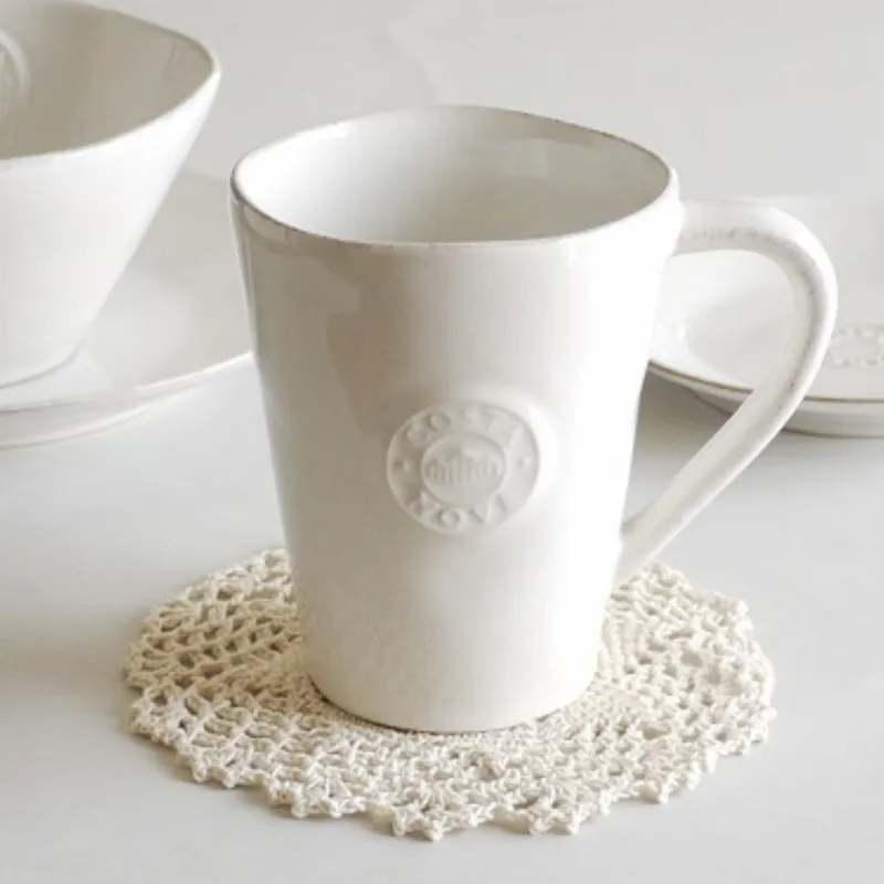 Costa Nova Mug 350ml White on woven coaster
