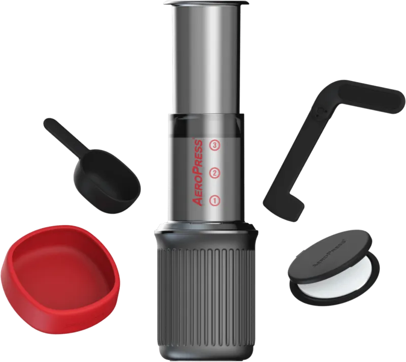 AeroPress Go coffee maker package exploded view