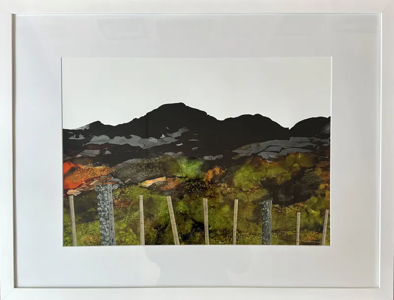 An original landscape Alcohol Ink painting by Michael Harrison, available at The Little Gallery Tairua