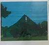A print of a green weatherboard bach by Ruby Turner, available at The Little Gallery Tairua