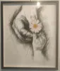 A painting of an adult holding a childs hand with a daisy by Artist Lisa Grennell available at The Little Gallery in Tairua