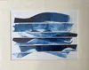 An original Monoprint depicting sea swell by Kate Hill, available at The Little Gallery Tairua
