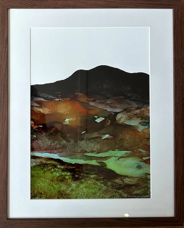 A landscape painting in alcohol ink by Michael Harrison available at The Little Gallery in Tairua