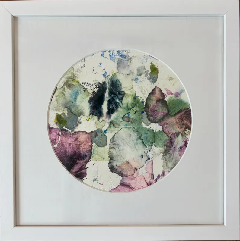 An original abstract Collage artwork of petals by Michael Harrison, available at The Little Gallery Tairua