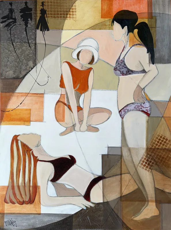 An original Mixed Media artwork depicting woman at the beach by Wendy Walls, available at The Little Gallery Tairua