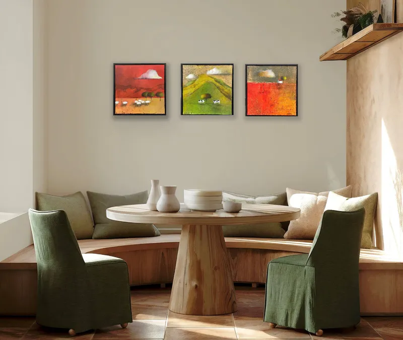 1000 Moments series staged above table by Dalene Meirings, available at The Little Gallery Whangamata