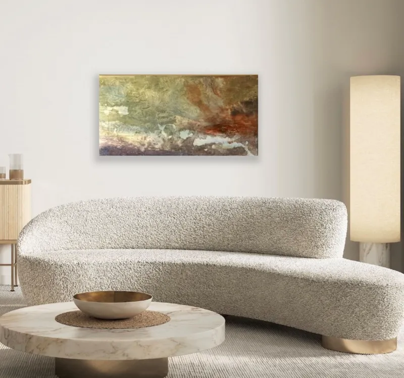 A staged contemporary Acrylic and Ink painting by New Zealand artist Heather Watt, available at The Little Gallery Whangamata
