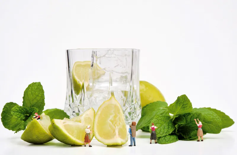A fun photographic print of Mojito ingredients with lego characters by Artist Adam Popovic, The Little Gallery Whangamata