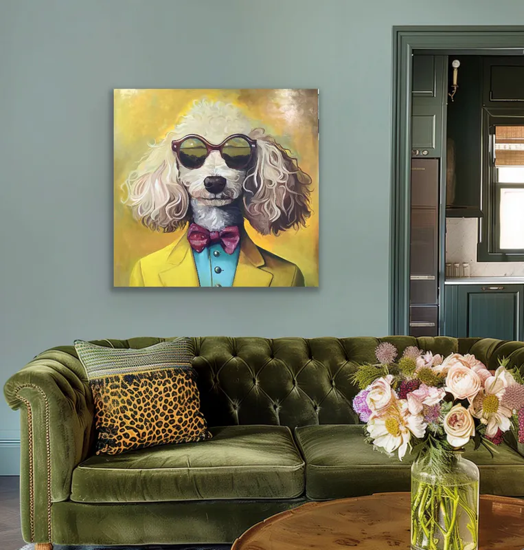 Poodle Dog oil painting by Artist Anita Gate available at the Tairua Gallery