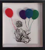 An adorable limited edition screenprint of a boy holding balloons by Lisa Grennell, available at The Little Gallery Tairua