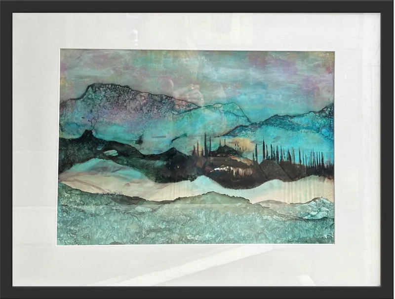An original painting in atmospheric pastels by Michael Harrison, available at The Little Gallery Tairua