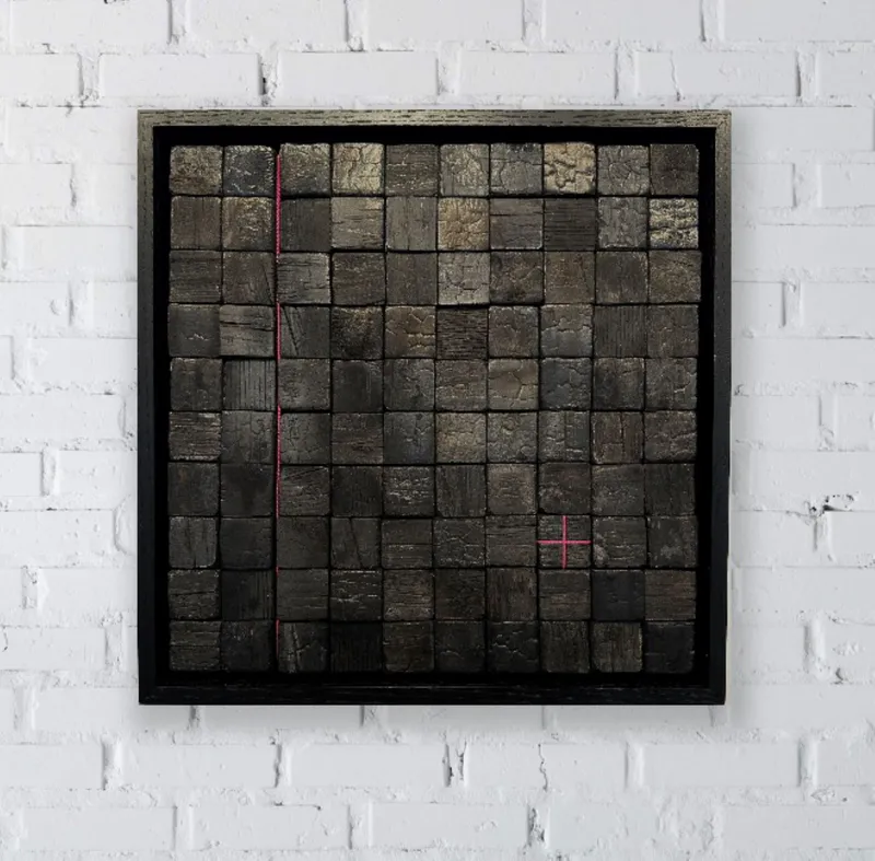 Discarded Beehive artwork that has been charred black by Claudia Aalderink available at The Little Gallery in Whangamata