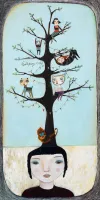 The Struggle Juggle Tree - A fine art limited edition by New Zealand artist Hayley Hamilton, available at The Little Gallery Whangamata